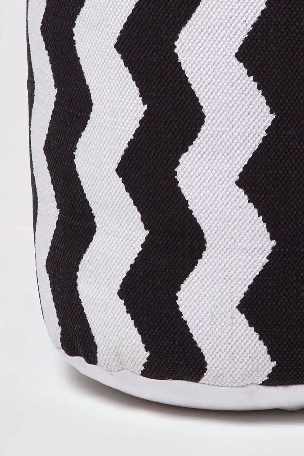 Homescapes Circular Geometric Bean Footstool in Black and White Cotton Fabric – 4