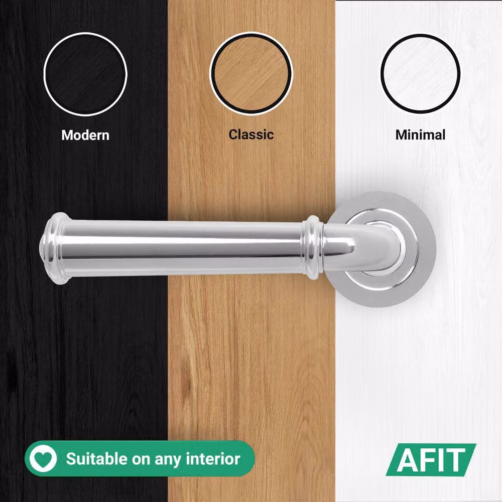 AFIT Polished Chrome Fire Door Handle Latch Set in Silver with Aluminium Hinge – 5