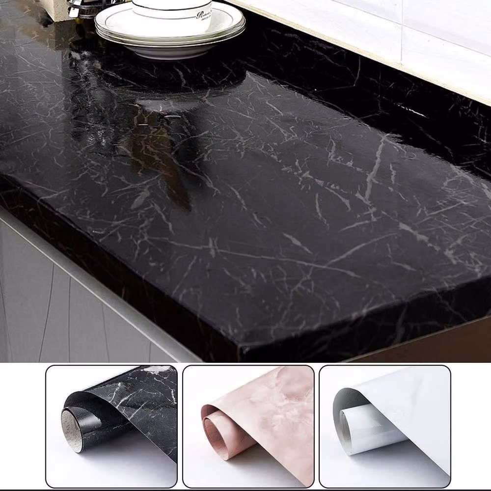 Kelvenix Flame Black Self-Adhesive Marble Wall Sticker Tiles, 0.6 m2 – 4