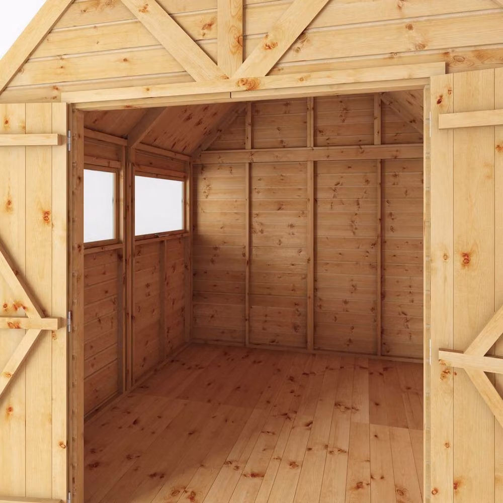 Mercia Premium Shiplap Dutch Barn Shed with Double Doors and Window in Light Brown, W: 253.9 cm, D: 240.8 cm, H: 262.6 cm – 2