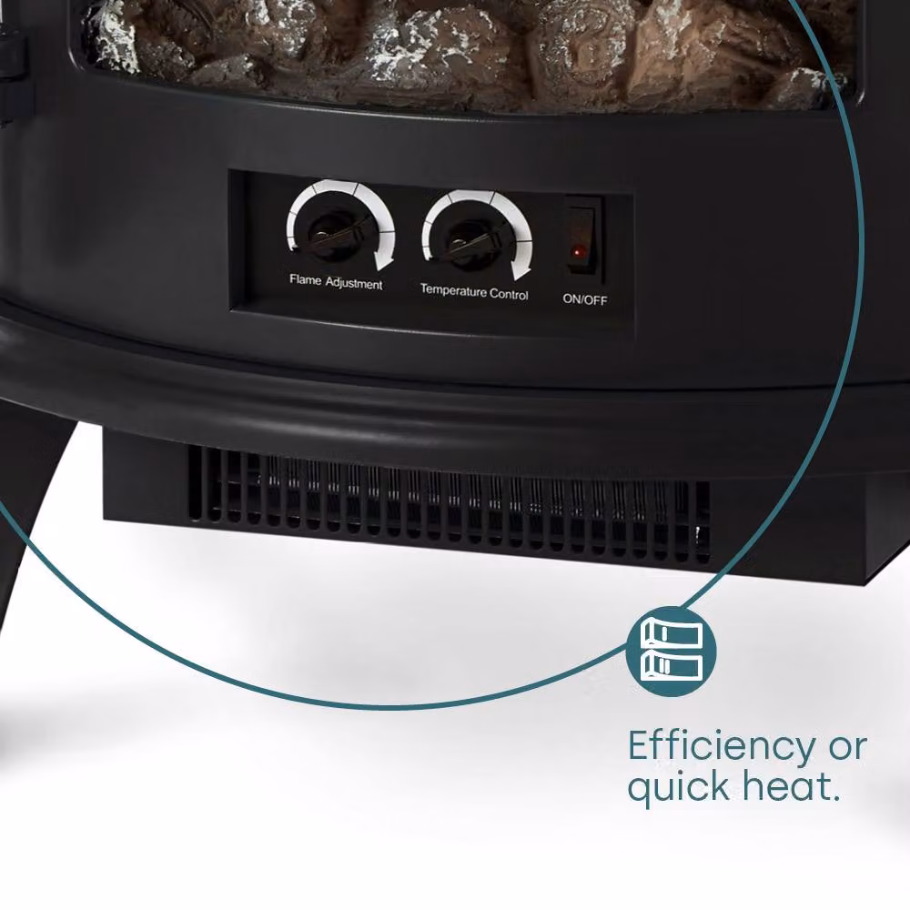 LIVIVO 1800W Log Fire Effect Panoramic Glass Heater in Black – 4