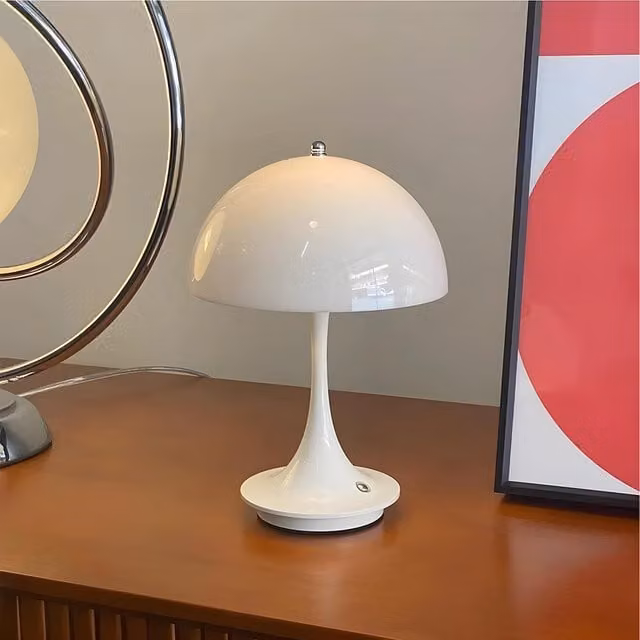 Komore Dimmable Mushroom-Shaped Table Lamp in White