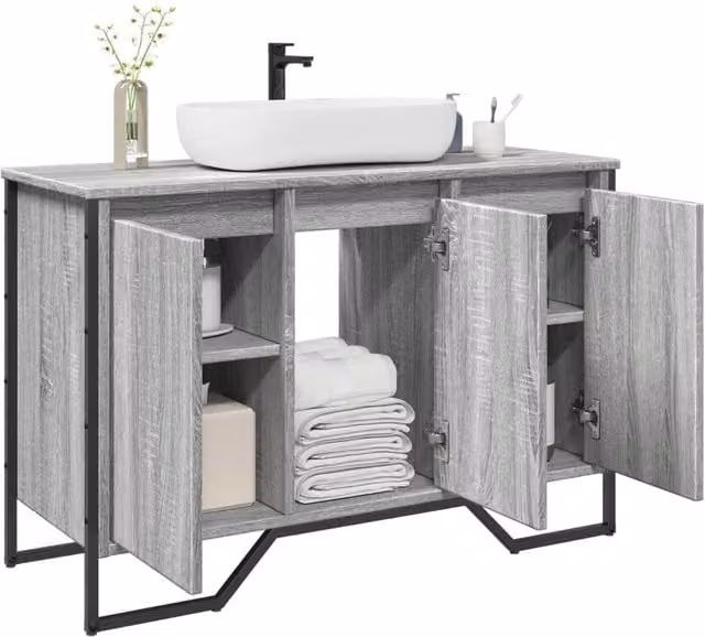 Berkfield Home Grey Sonoma Wall Mounted Bathroom Sink Cabinet W/D/H: 91 x 35 x 60 cm – 1