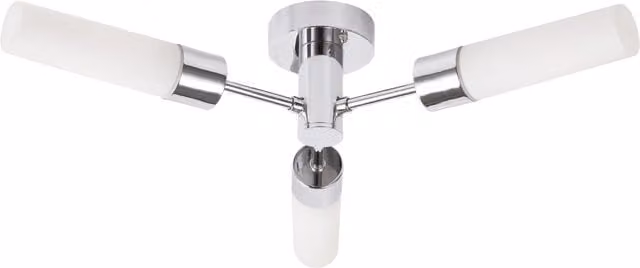 Litecraft Elena 3 Light Bathroom Flush Ceiling Light in Chrome and Glass