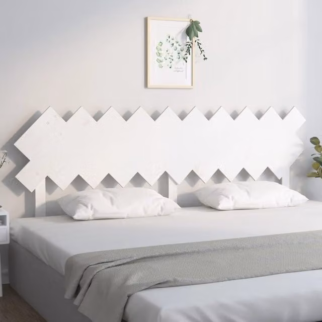 Berkfield Home White Rustic Solid Wood Pine Bed Headboard W: 196 cm, D: 3 cm, H: 80.5 cm – 1