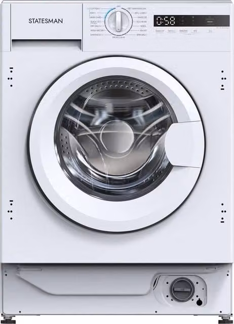 Statesman Fully Integrated Front Loader Washer Dryer in White with 1400 rpm Spin Speed and Quick Wash Function