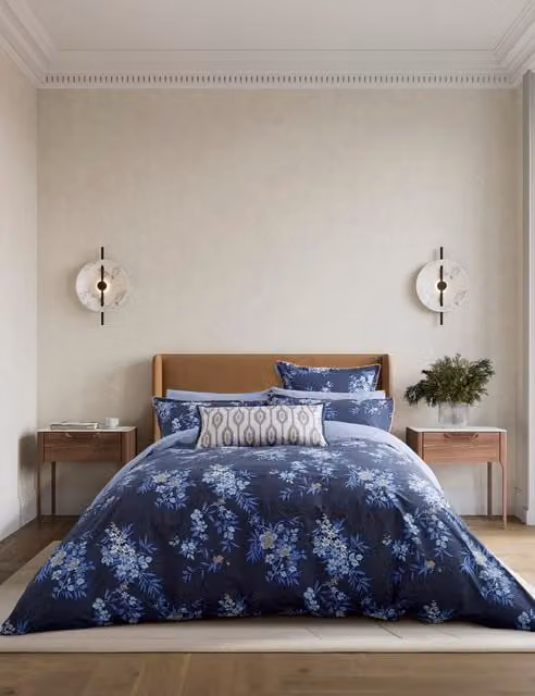 Bedeck of Belfast Nahla 2 Pack Pure Cotton Breathable Pillowcases in Cobalt Blue