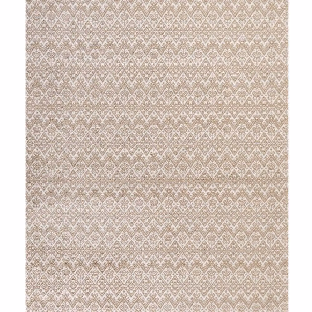 Wyld and Coco Boho Geometric Jute and Wool Flat Weave Rug in Beige, W: 160 cm, D: 230 cm