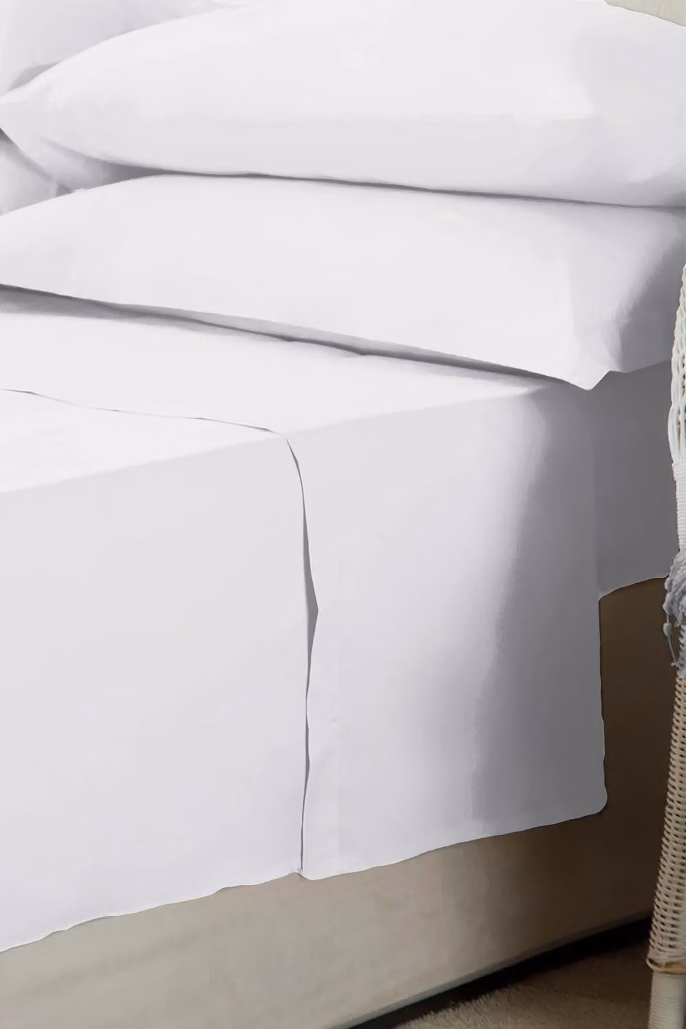 Belledorm Easy Care 200 Thread Count Cotton Polyester Percale Flat Sheet, White, W/D/H: 140 x 200 cm – 2