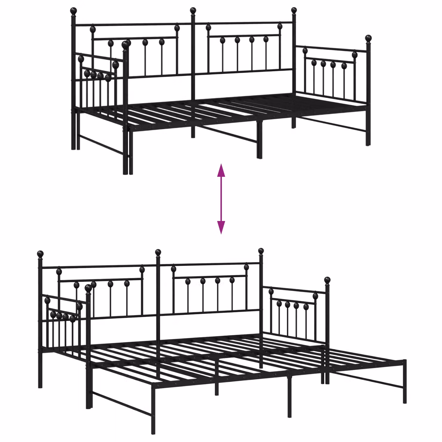 Berkfield Home Modern Black Metal Bed Frame W: 90 cm, L: 190 cm – 6