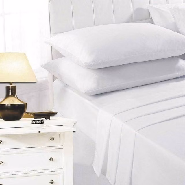 K Collection White Cotton Percale Fitted Sheet, W/D/H: 90 x 200 cm