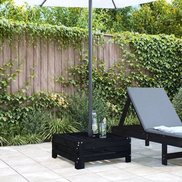 Berkfield Home Parasol Base Cover in Black Solid Pine Wood – 1