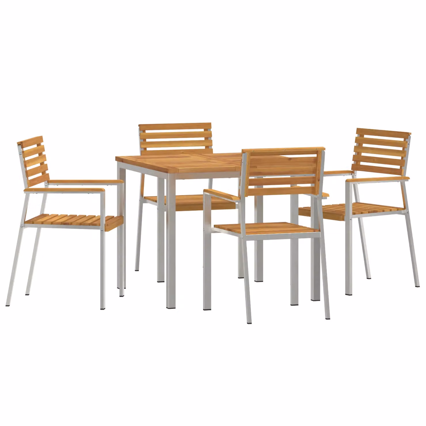 Berkfield Home 5 Piece Garden Dining Set in Brown Solid Acacia Wood – 2