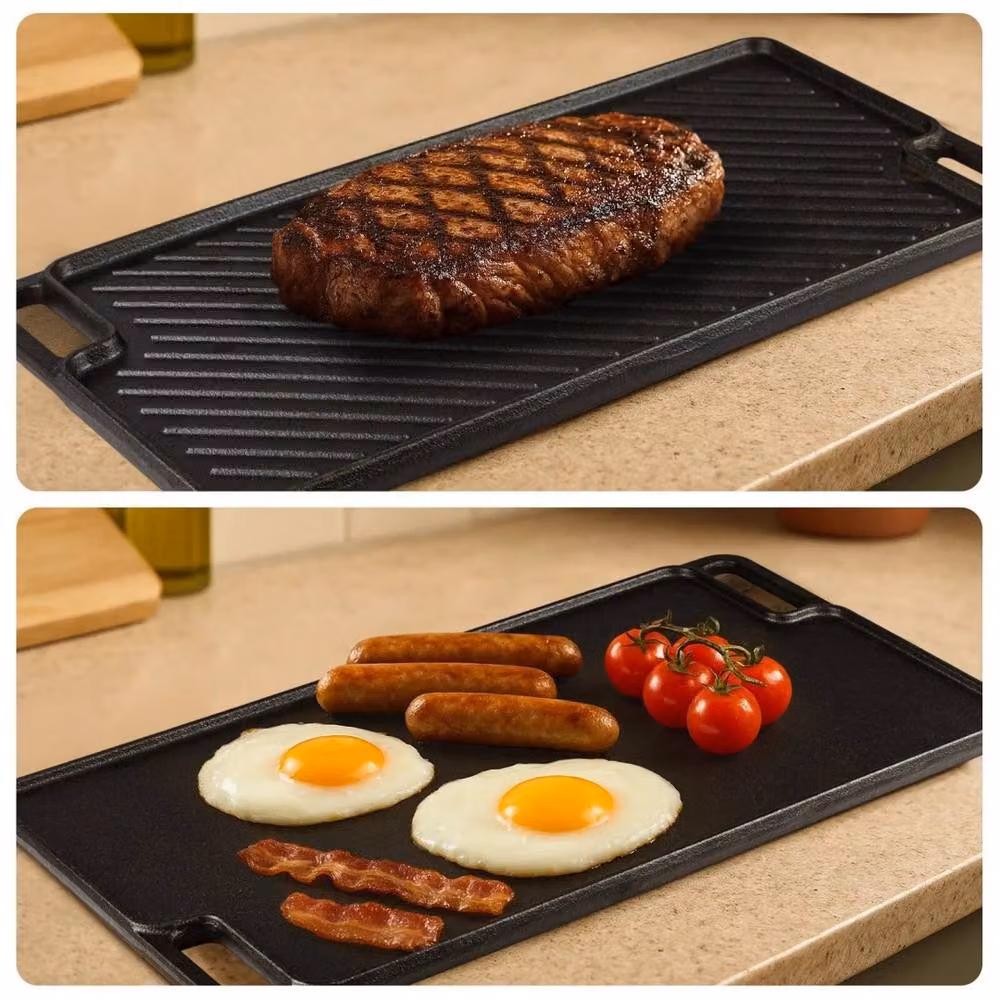 Kelvenix Cast Iron Griddle Pan, Pre-Seasoned Non-Stick BBQ Grill Pan, Black – 2