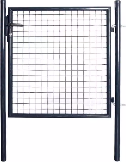 Berkfield Home Grey Galvanised Steel Mesh Swing Garden Gate, W: 85.5 cm, H: 100 cm