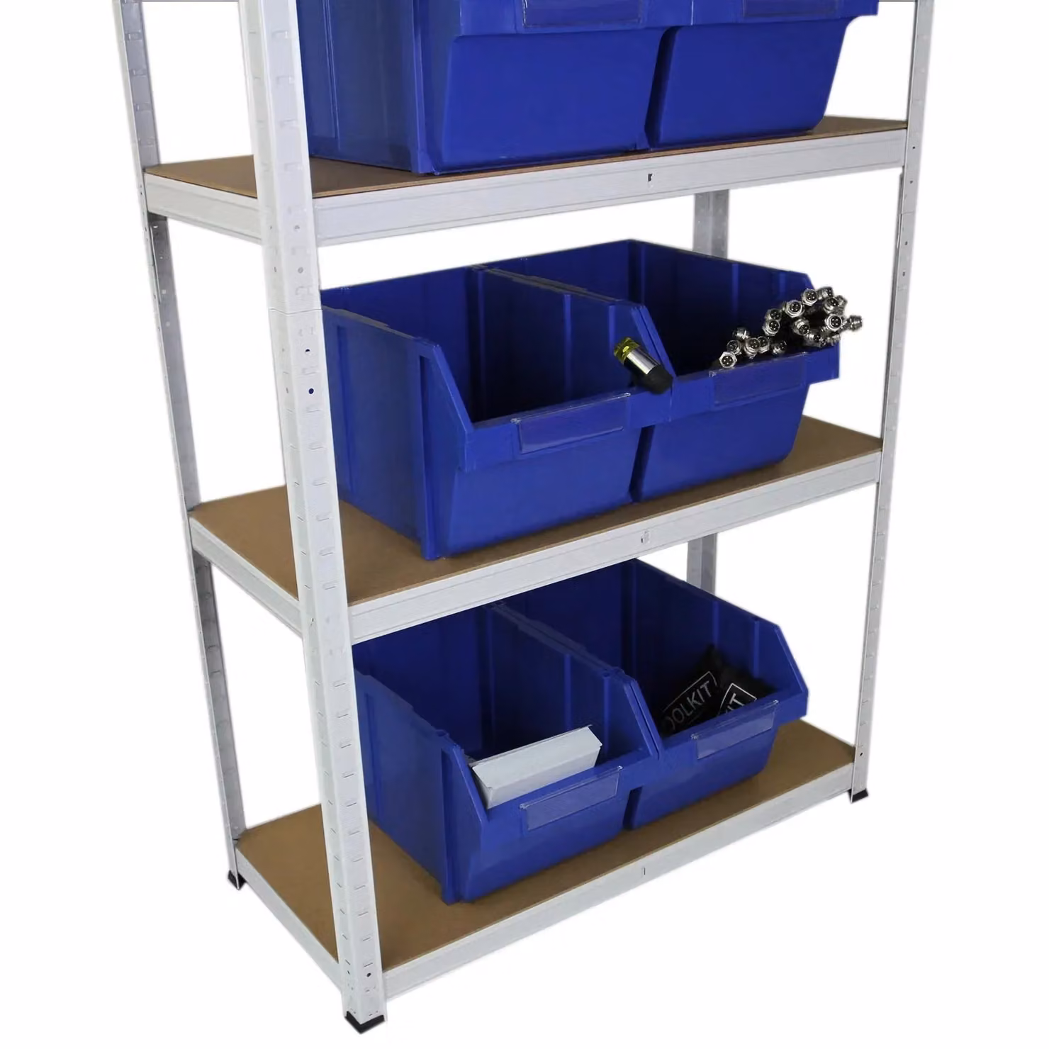 Monstershop 3 x E-Rax White Metal and MDF Racking Units with Adjustable Shelves – 3