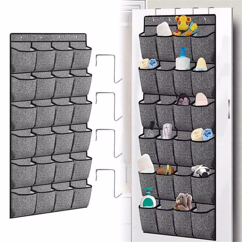 SPETLEK 24 Pocket Over Door Shoe Holder Hanging Storage Organiser in Grey – 4