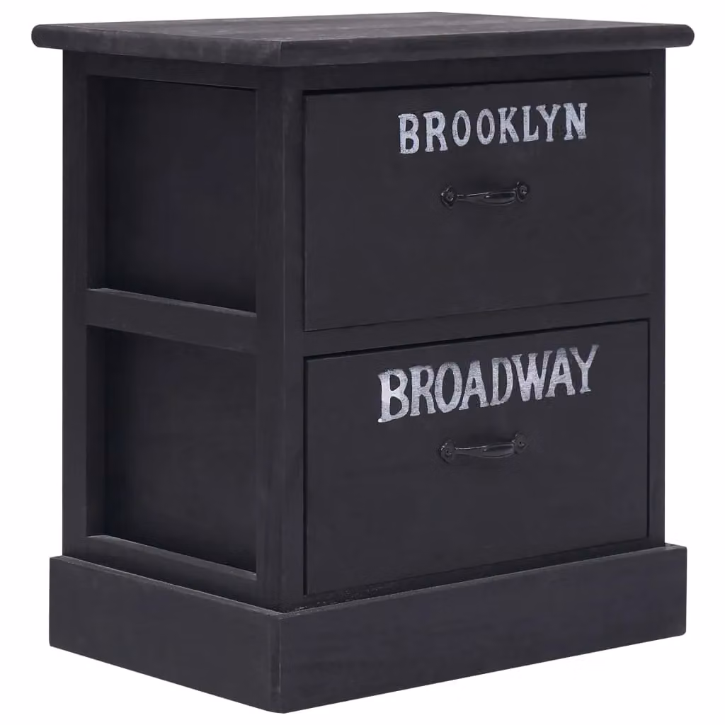 Berkfield Home Set of 2 Black Paulownia Wood Nightstands, W/D/H: 38 x 28 x 45 cm – 2