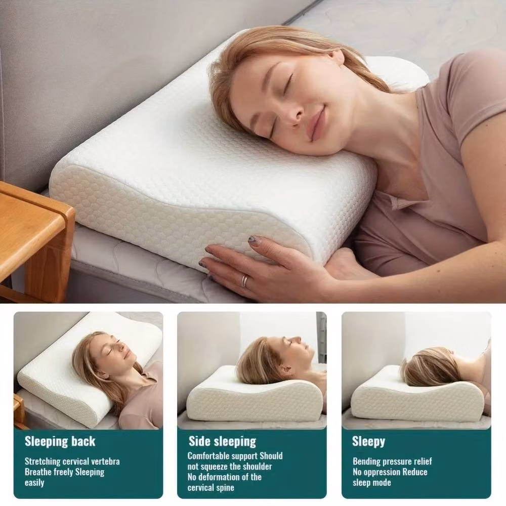 NESTLUNE Ergonomic Memory Foam Neck Pillow in White, 40 x 60 cm – 2