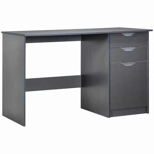 HOMCOM Modern High Gloss Computer Desk with Storage Cabinet in Grey, W/D/H: 120 x 60 x 76 cm – 1