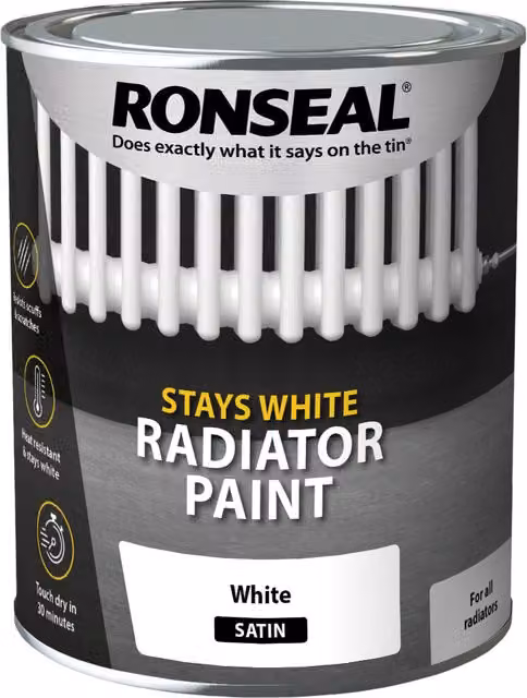 Ronseal Stays White Radiator Paint Satin White 750ml