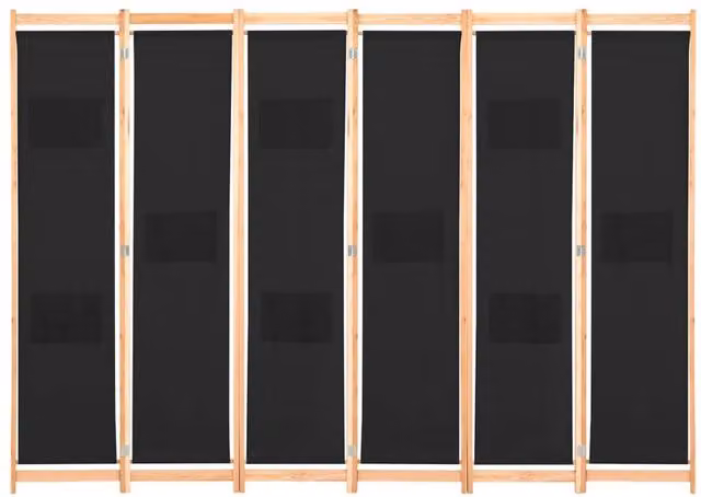 Berkfield Home 6-Panel Black Fabric Room Divider, W/D/H: 240 x 170 x 4 cm – 1