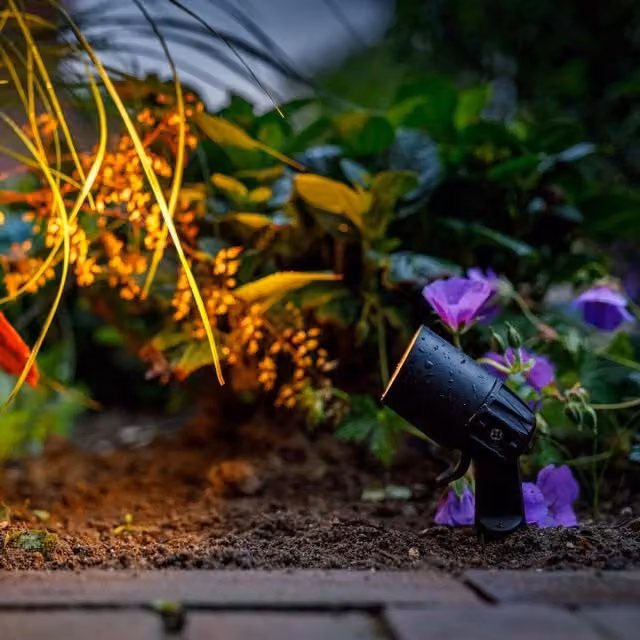Techmar Connectable LED Mini Outdoor Garden Spotlight with Ground Spike, Black