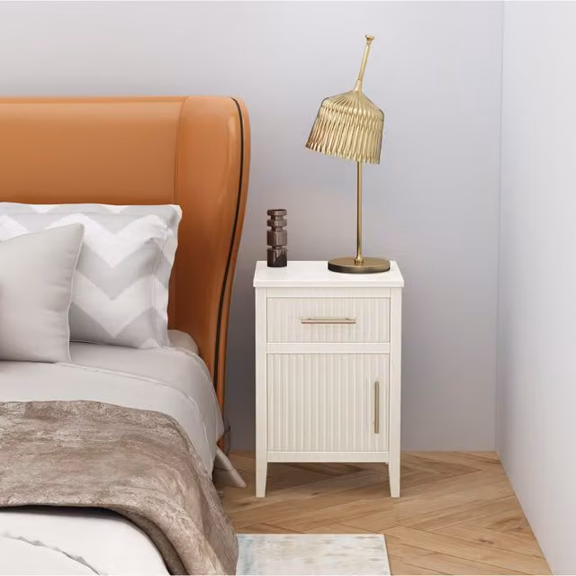 Cabinet Bits Monti White Modern Bedside Table with 1 Drawer and 1 Door – 1