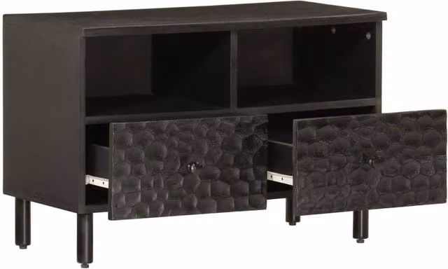 Berkfield Home Industrial Black Mango Wood TV Cabinet W/D/H: 70 x 33 x 46 cm – 1