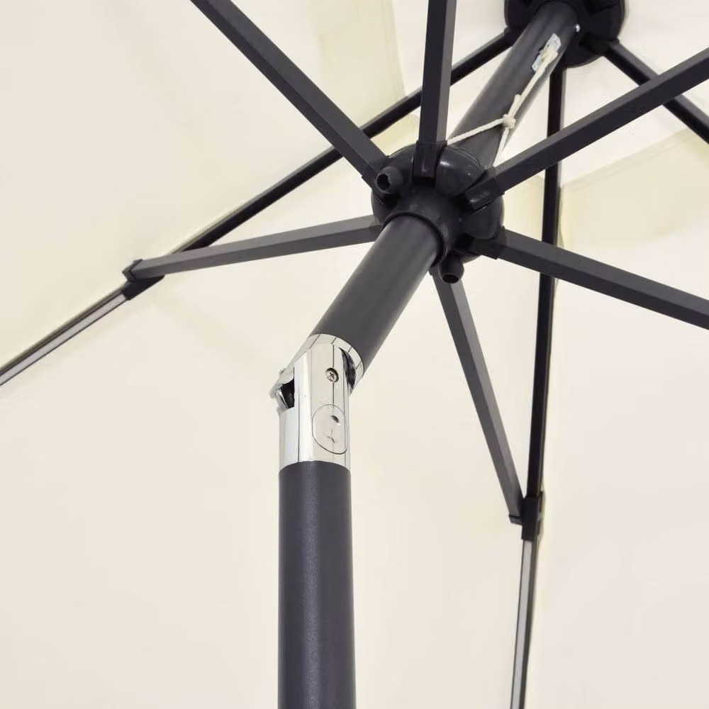 Berkfield Home Garden Parasol with LED Lights and Aluminium Pole, Sand White, Diameter: 300 cm – 2
