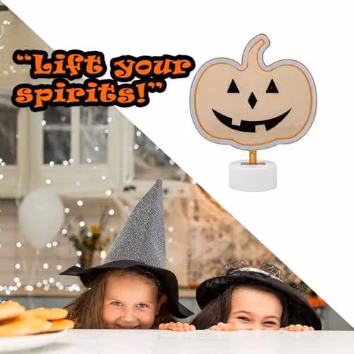 VFM e-Store Neon Pumpkin Table Light Halloween Decoration, Orange, W: 20 cm, H: 26 cm, D: 20 cm – 5
