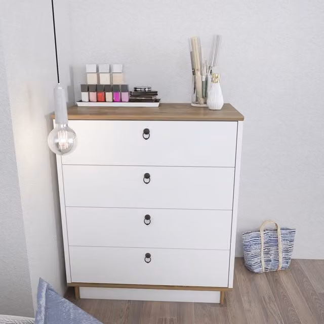 Decorotika Sahra Wide Modern Dresser in White and Wood