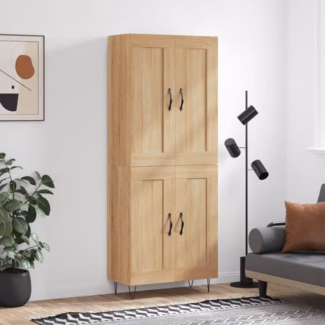 Berkfield Home Sonoma Oak Highboard in Brown, H 180 x W 69.5 x D 34 cm