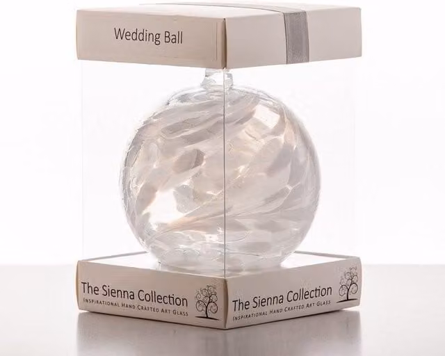 Sienna Glass White Abstract Glass Hanging Bauble Friendship Ball Wedding Gift