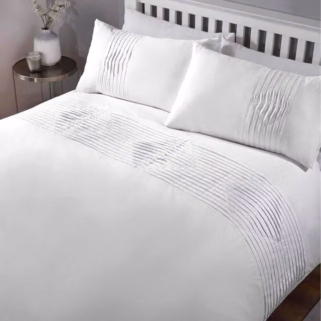 Rapport Home Boston White Polycotton Duvet Set with Pillowcase, W: 200 cm x D: 200 cm