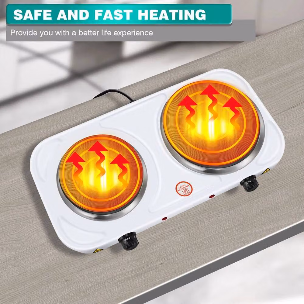 SPETLEK Double Electric Hot Plate Cooker in White – 3