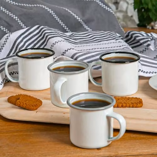 Argon Tableware Enamel Espresso Cup Set, 130ml, Black/Grey – 2