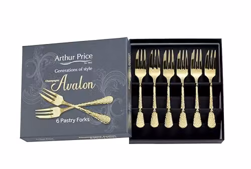 Arthur Price Champagne Avalon Set of 6 Gold Coated Stainless Steel Pastry Forks – 2