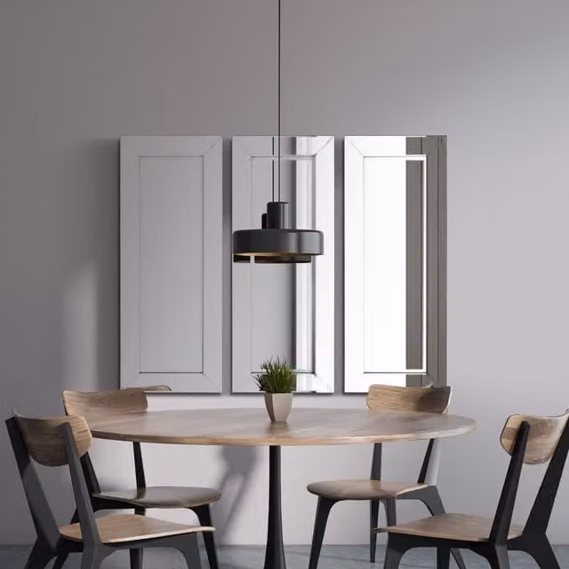 Set of 3 Horsley Modern All Glass Rectangular Wall Mirrors in Silver by MirrorOutlet