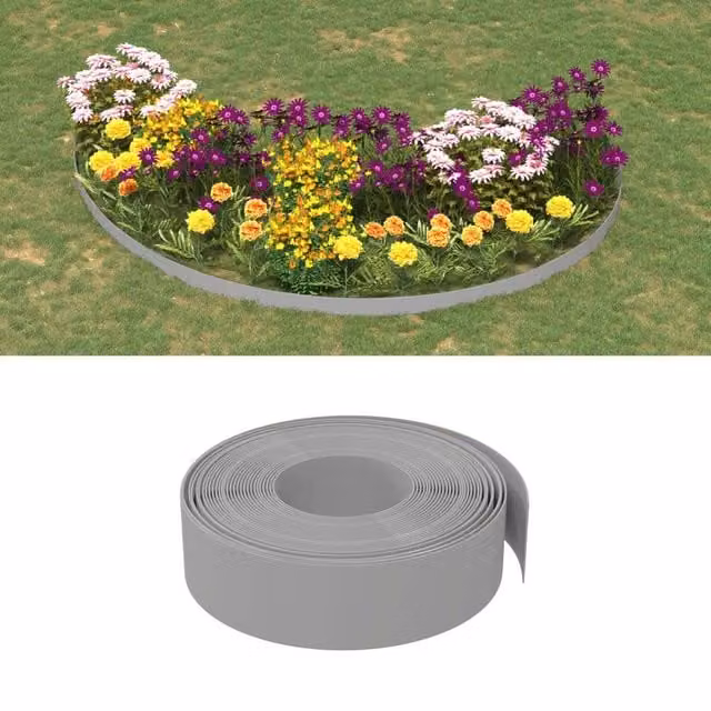 Berkfield Grey Polyethylene Garden Edging, 2 Pack, 10 m Length
