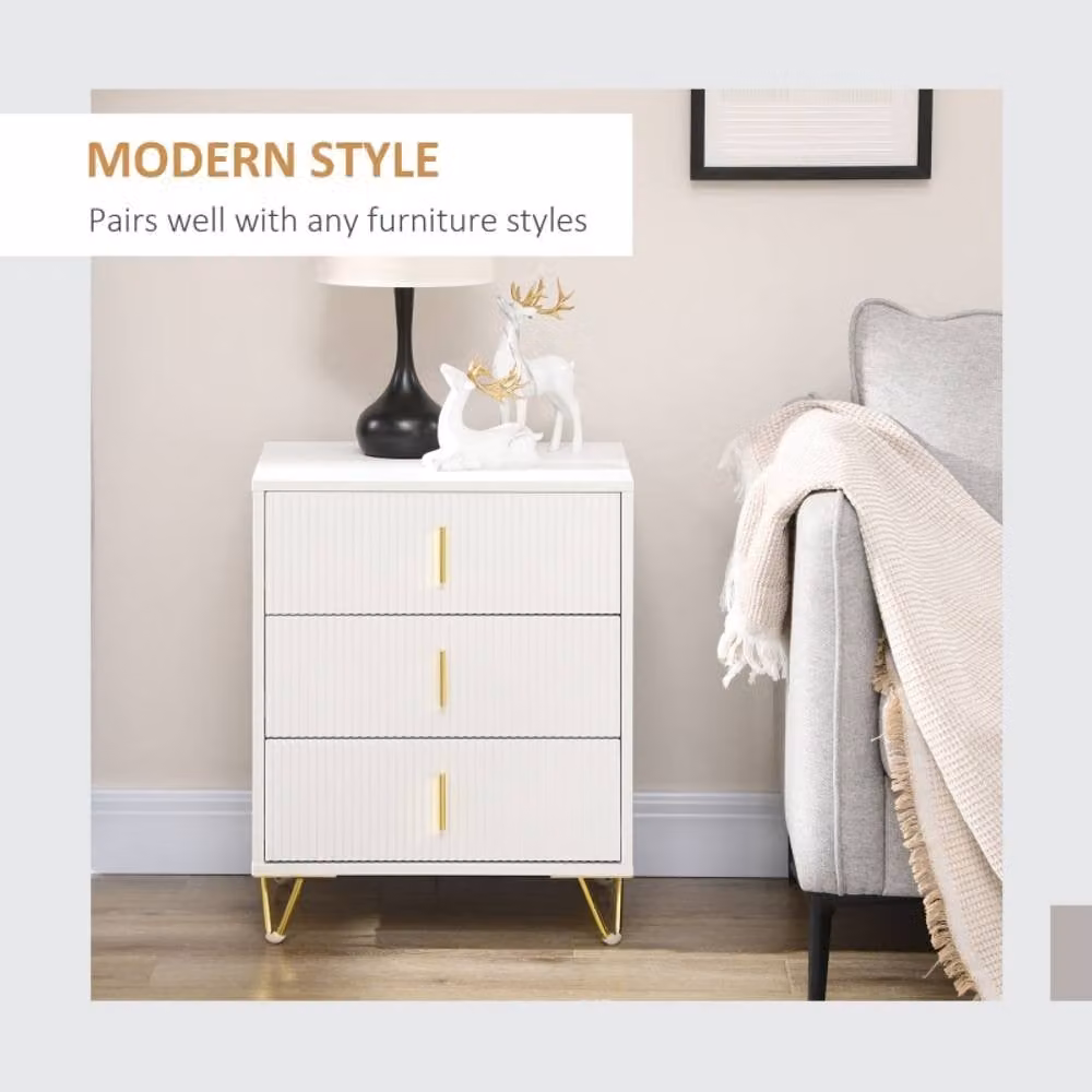 STILVORA Modern White and Gold Chest of Drawers with Storage – 2
