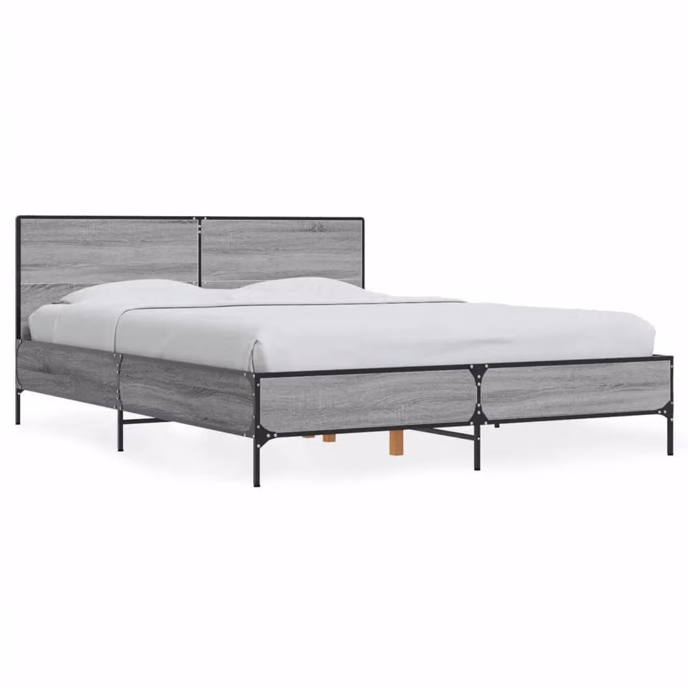 Berkfield Home Durable Small Double Bed Frame in Grey Sonoma, W/D/H: 120 x 200 x 80 cm – 3