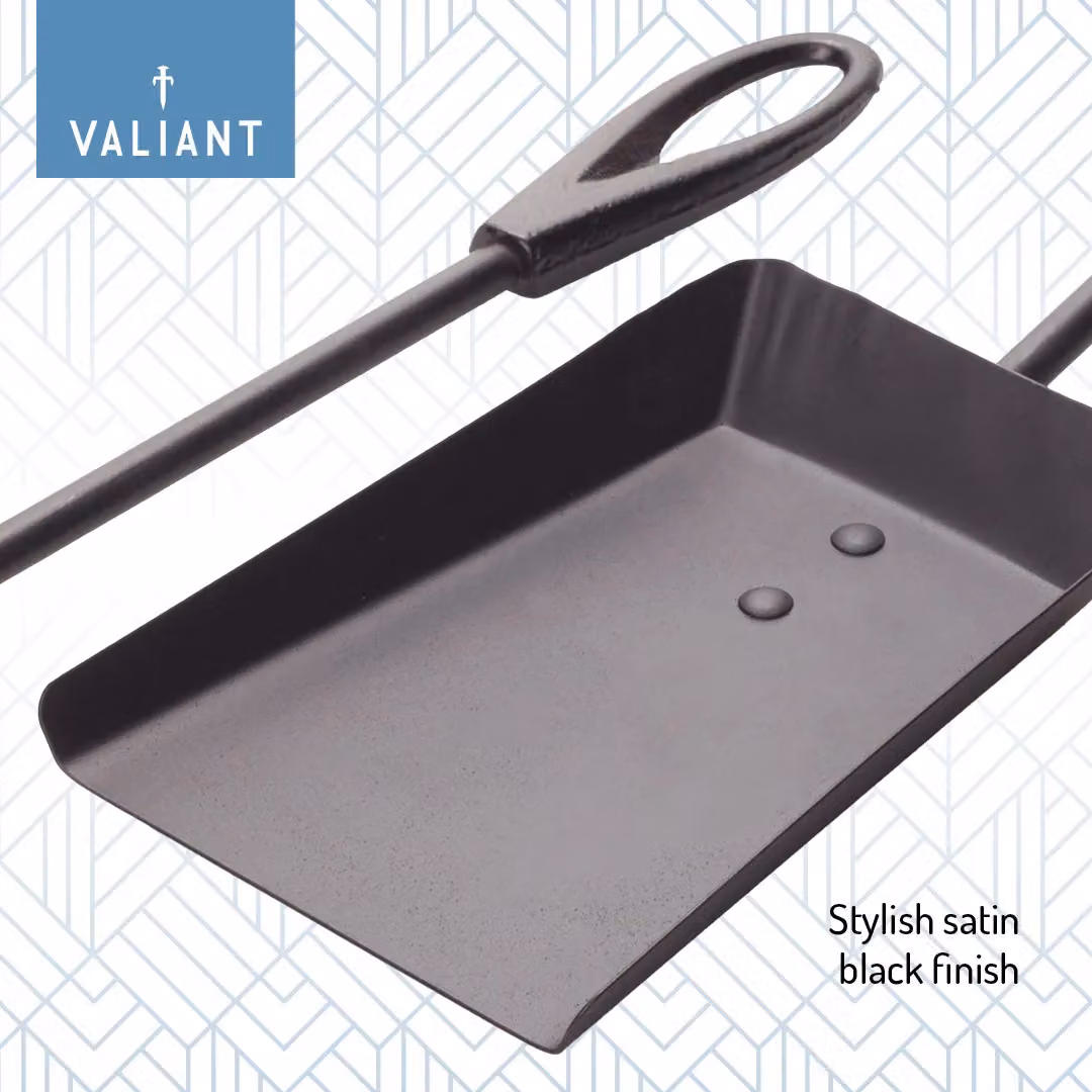 Valiant Black Fireside Ash Brush and Coal Shovel Set with Stand – 4