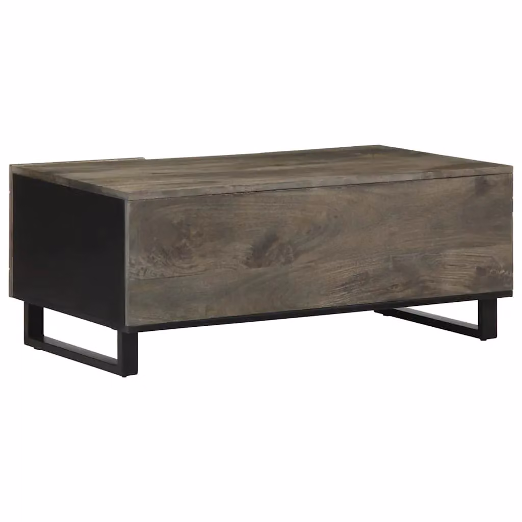 Berkfield Home Black Mango Wood Coffee Table W: 100 cm, D: 54 cm, H: 40 cm – 2