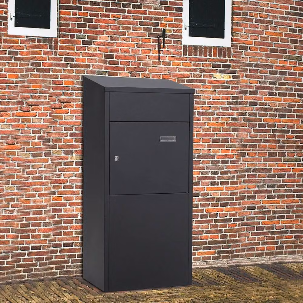 FORGEVIO Large Outdoor Parcel Delivery Drop Box with Lid, Black Metal – 2