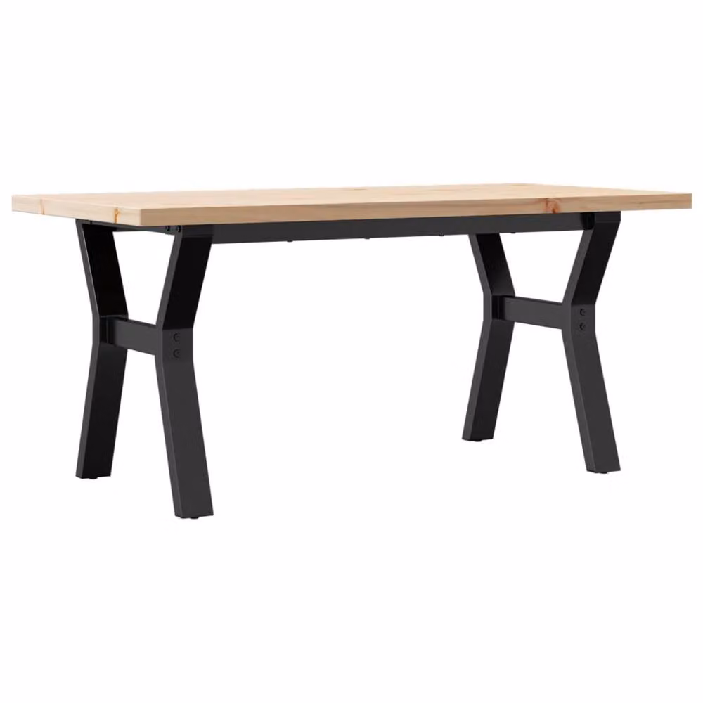Berkfield Home Y-Frame Coffee Table in Brown Solid Pine and Steel, W: 100 cm, D: 50 cm, H: 45.5 cm – 2