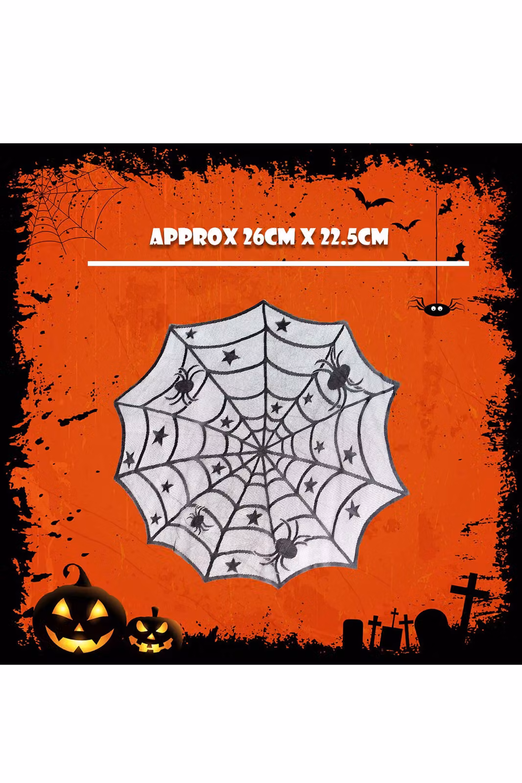 VFM e-Store Halloween Spiders Web Trick or Treat Tablecloth, White, 100 cm – 2