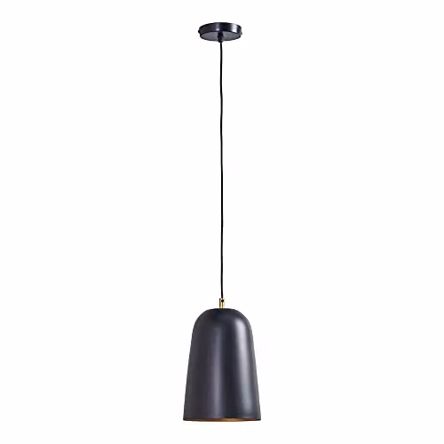 ValueLights MiniSun Industrial Style Metal Suspended Dome Pendant Light in Black and Gold/Brass – 1