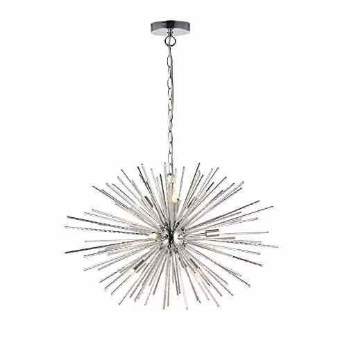 Netlighting Lena 9 Light Spherical Pendant in Grey and Chrome with G9 Base