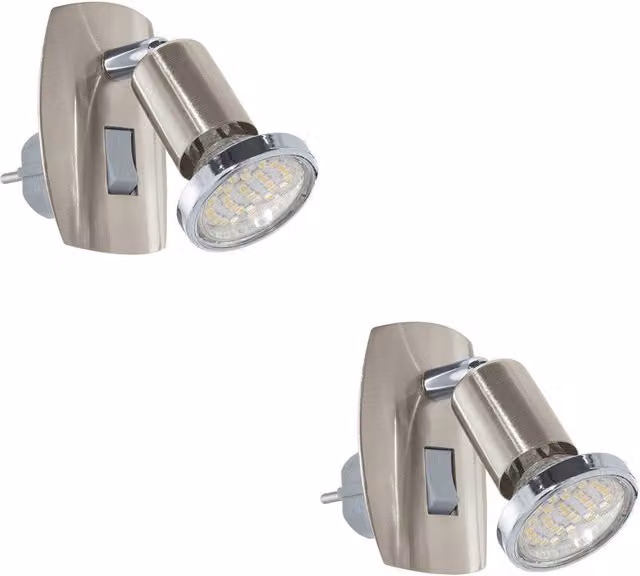 Loops 2 Pack Modern LED Wall Lights in Chrome and Silver with GU10 Bulbs Included